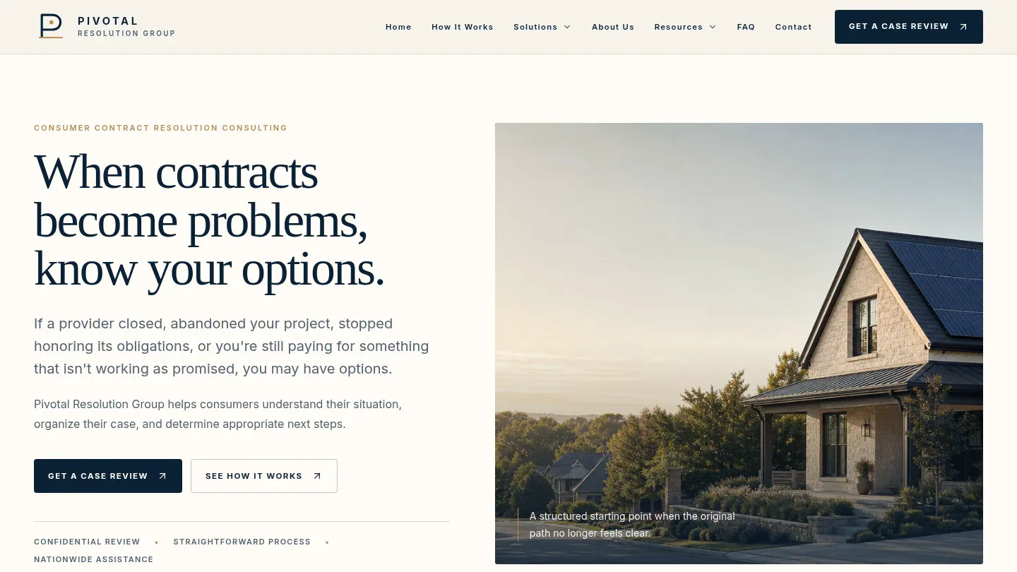 Pivotal Resolution Group website homepage